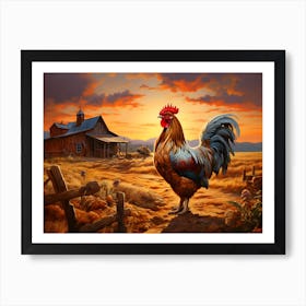 Rooster In The Field 4 Art Print