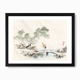 A Man Crossing The Bridge, Kōno Bairei Art Print