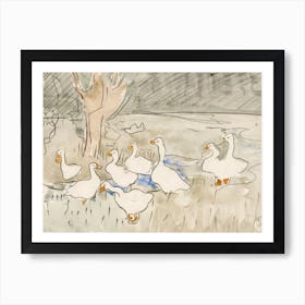 Spring Duck Farmhouse Painting Art Print