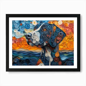 German Shorthaired Pointer Paper Quilling Dog Portrait II Art Print