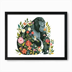 Little Floral Gorilla 2 Art Print