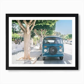 Dark Blue Hippie Van // Ibiza Travel Photography Art Print