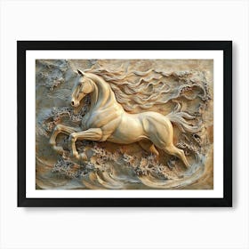 Beautiful Horse 3d Relief Art Art Print