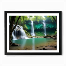 Waterfall In The Forest 3 Art Print