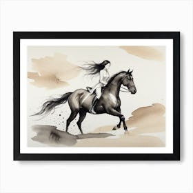 Woman Riding A Horse 5 Art Print