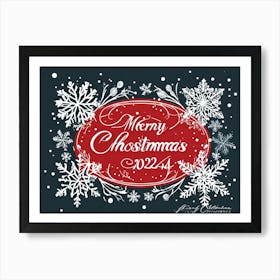 Calligraphic Christmas Greeting Card Featuring Ornate Cursive Script With Hand Drawn Lettering Of (1) Art Print