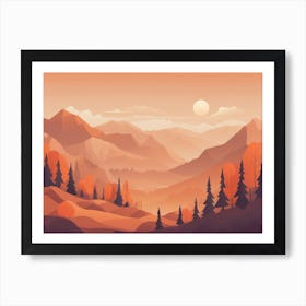 Misty mountains horizontal background in orange tone 30 Art Print