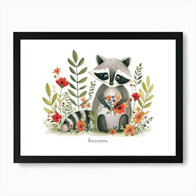 Little Floral Raccoon 4 Poster Art Print