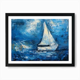 Sailboat In The Blue Sea Art Print