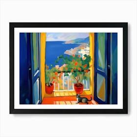 Henri Matisse Amalfi Coast Italy Cat By The Window Landscape Art Print