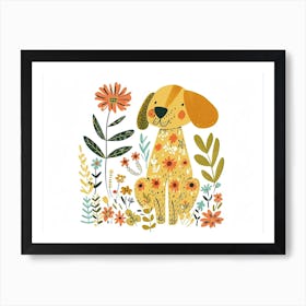 Little Floral Dog 1 Art Print