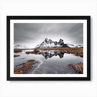 Mountain range with reflection Art Print