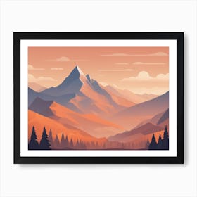 Misty mountains horizontal background in orange tone 11 Art Print