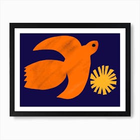 Orange Flying Bird Art Print