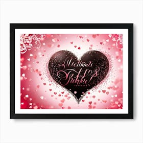 Valentines Day Gift Card Heart Shaped Elegant Script Typography Stating Affectionately Yours En (1) Art Print