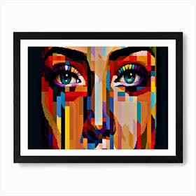 8 Bit Beauty - Colorful Face Of A Woman Art Print