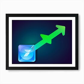 Arrow Up Icon Glowing With A Holographic Effect To Symbolize Progress And Ascendancy Paired With An (4) Art Print