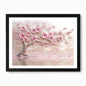 3d Picture Of A Tree With Pink Flowers 6 Art Print