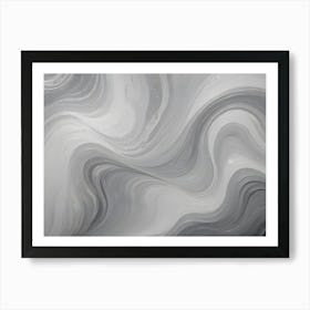 A Fluid Abstract Pattern Of Swirling, Intertwined Lines In Shades Of Gray And White, Resembling A Marbled Or Flowing Texture Art Print