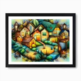 Village In The Forest Art Print