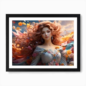 Vivid Fantasy 3D Anime Girl Print Art Print