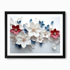 3d Artwork Illustration Flowers White Background 4 Art Print