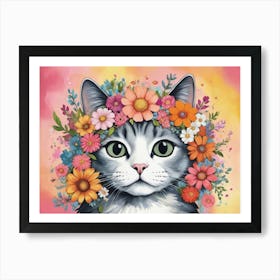 Flower Cat 3 Art Print