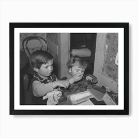 Farm Children Playing With Articles On Table, Farm Home Near Bradford, Vermont, Orange County By Russell Lee Art Print