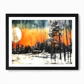 Winter Moon - December Landscape Art Print