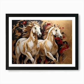 Two Horses Running 2 Art Print