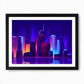 Synthwave Neon City - Los Angeles [synthwave/vaporwave/cyberpunk] — aesthetic poster, retrowave poster, neon poster Art Print