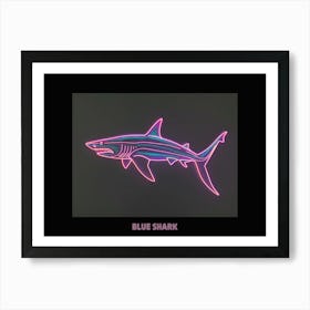 Neon Pink Blue Shark Poster 5 Art Print