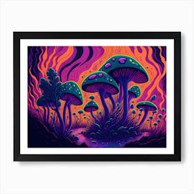 Neon Mushrooms 9 Art Print