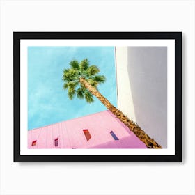 Saguaro Palm Springs Palm Tree with Pink and White Walls Art Print
