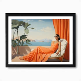 Woman In An Orange Dress Art Print