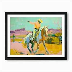 Neon Cowboy In Tucson Arizona Painting Poster