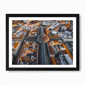 Aerial photography of the Galleria Vittorio Emmanuel II in Milan, Italy. Art Print