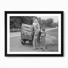 Unloading Migrant Truck Along Roadside Near Henrietta I E , Henryetta, Oklahoma By Russell Lee Art Print