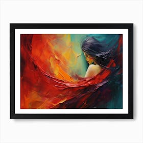 Woman In Flames Art Print