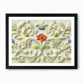 Sculpture Designation Retro Pattern Botanic Garden Leaf Vine Flower Art Print