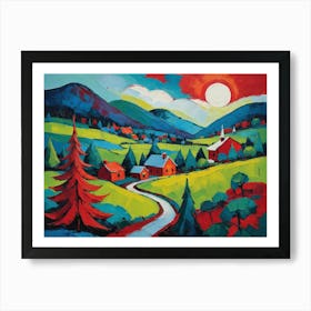 Colorful Country Road Landscape Art Print