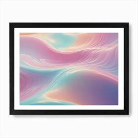 Abstract Background Of Flowing, Wave Like Patterns In Shades Of Pink, Blue, And White, Creating A Soft And Dreamy Design Art Print