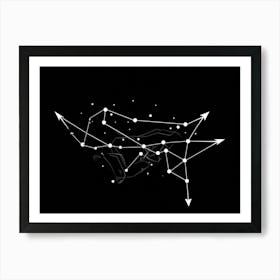 Abstract Composition Featuring A Black Hand Formed By A Constellation Of Arrows And Pointers Set In 2 1 Art Print