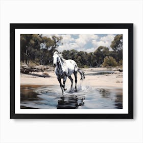 A Horse Oil Painting In Hyams Beach, Australia, Landscape 2 Art Print