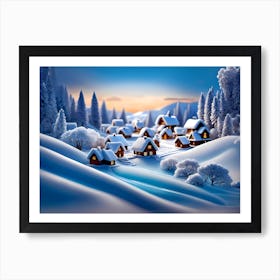 Christmas Winter Village Art Print