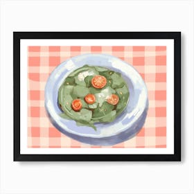 A Plate Of Spinach, Top View Food Illustration, Landscape 3 Art Print