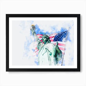 Statue Of Liberty Watercolor Painting Digital Art 4 Art Print