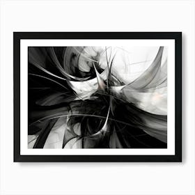 Quantum Entanglement Abstract Black And White 8 Art Print