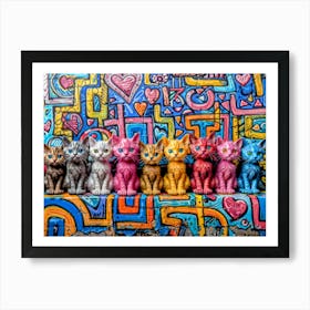 Colorful Cats Art Print