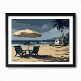 Beach Chairs With Umbrella hamptons Art Print